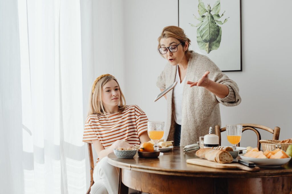 conflicts Angry Mom and Daughter